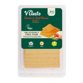   Gusto vegán készítmény szeletelt paradicsom-bazsalikom ízű 140 g