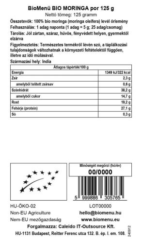 BioMenü BIO MORINGA por 125 g
