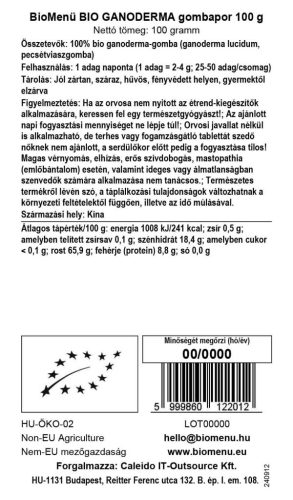 BioMenü BIO GANODERMA gombapor 100 g