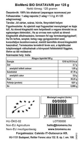 BioMenü BIO SHATAVARI por 125 g