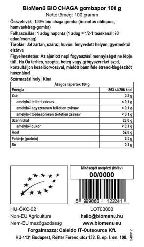 BioMenü BIO CHAGA gombapor 100 g
