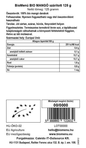 BioMenü BIO MANGÓ szárított 125 g