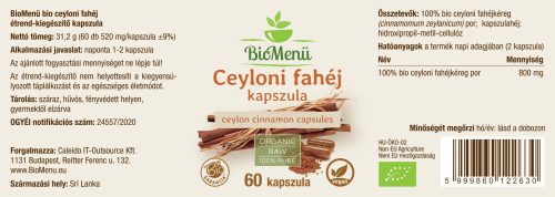 BioMenü BIO CEYLONI FAHÉJ kapszula 60 db