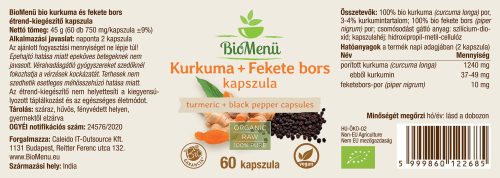 BioMenü BIO KURKUMA + FEKETE BORS kapszula 60 db
