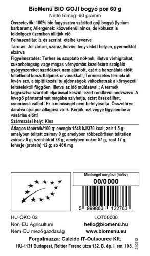 BioMenü BIO GOJI bogyó por 60 g
