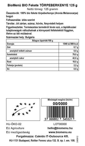 BioMenü BIO Fekete TÖRPEBERKENYE 125 g