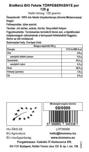 BioMenü BIO Fekete TÖRPEBERKENYE por 125 g