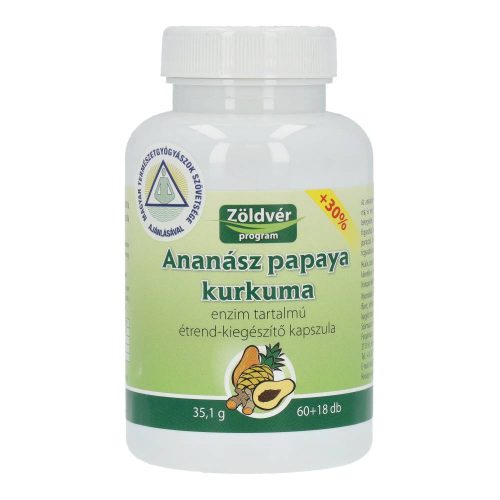 Zöldvér ananász papaya kurkuma kap.60+18