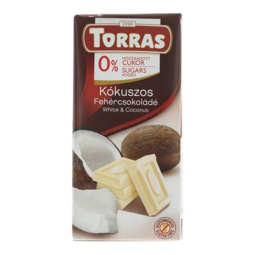 Torras fehércsokoládé kókuszos gltuénmentes, cukormentes