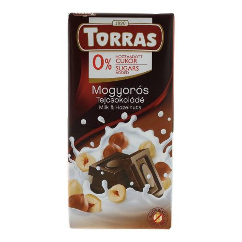 Torras tejcsokoládé mogyorós gltuénmentes, cukormentes75g
