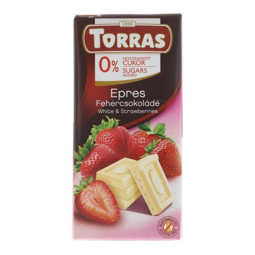 Torras fehércsokoládé epres gltuénmentes, cukormentes