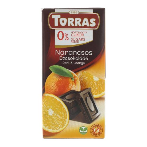 Torras étcsokoládé narancsos gltuénmentes, cukormentes