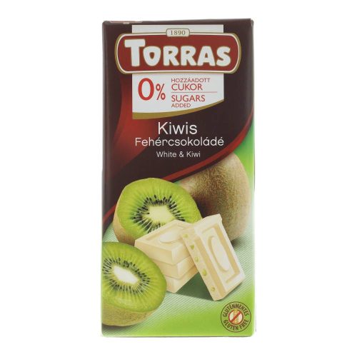 Torras fehércsokoládé kiwi gltuénmentes, cukormentes
