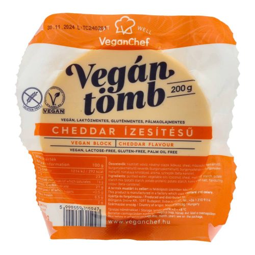 Veganchef vegán tömb cheddar