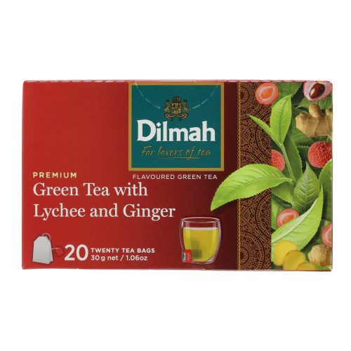 Dilmah zöld tea licsi gyömbér 20db