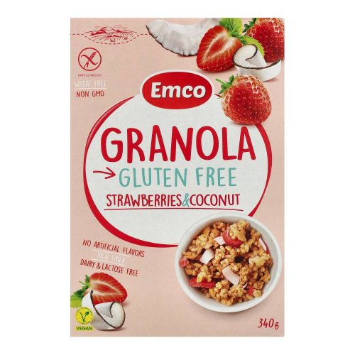 Emco vegán müzli eper-kókusz gluténmentes 340g
