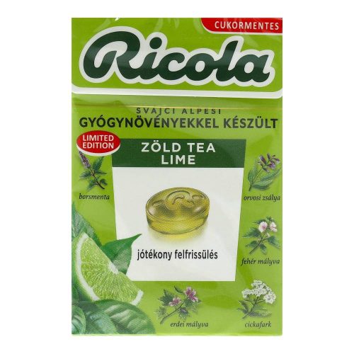 RICOLA CUKORKA ZÖLD TEA LIME cukormentes 40G