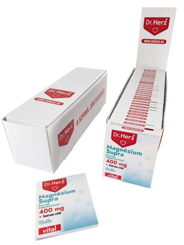 Bliszter DR Herz Magnézium Supra 400 mg 15 db kapszula displayben