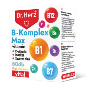   Dr. Herz B-Komplex Max+C-vitamin+Inozitol+Szerves Cink kapszula 60 db DOBOZOS